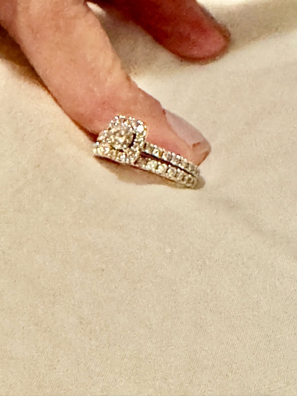 Kay Jewelers Silver-Tone Halo Engagement Ring Set with White Stones - Picture 2 of 10